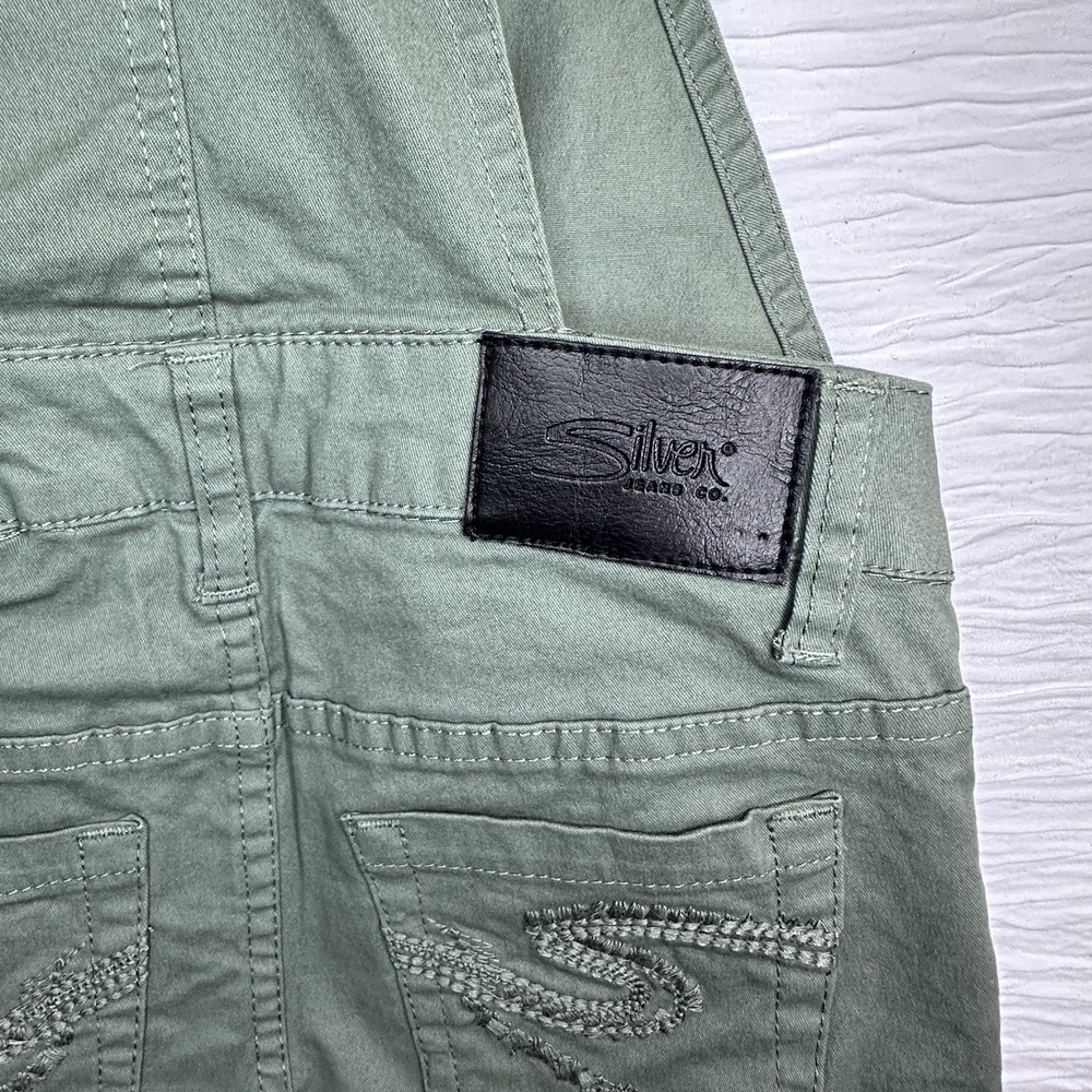 Silver Jeans Co Green Nisha Short Overalls Adjustable Straps Girls 6 NWT - Picture 6 of 12
